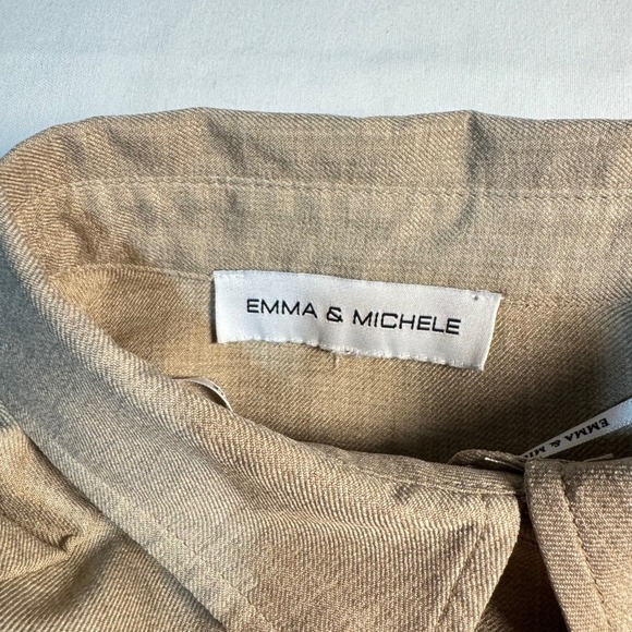 Emma & Michele Size XL Beige Textured Tunic Dress Ruffle Hem Boho - Picture 4 of 8